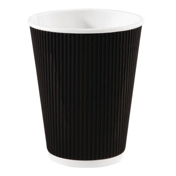 12oz Black Ripple Wall Coffee Cups